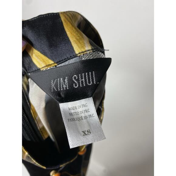 Kim Shui Abstract Print Dress Black Silk Women's XS Mini Evening Sexy Short - Picture 7 of 9